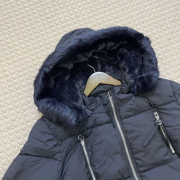 NWOT Debenhams Collection Mens Hood Chevron Quilted Puffer Coat Size 22 XL Navy - Picture 7 of 15